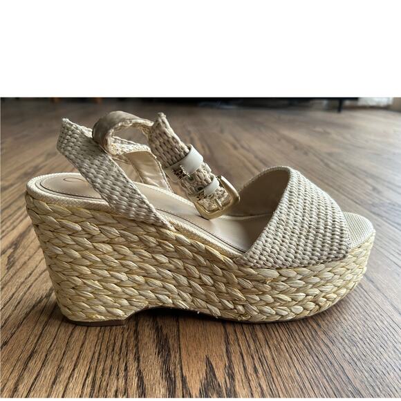 Sam Edelman April Ankle Strap Raffia Wedge Sandal Sz 11 - Picture 2 of 14